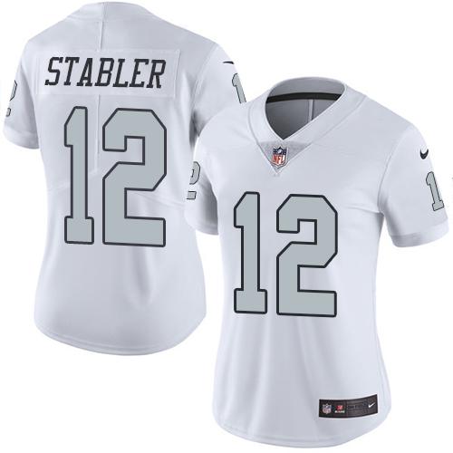 Nike Raiders #12 Kenny Stabler White Women's Stitched NFL Limited Rush Jersey