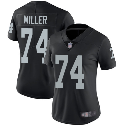 Nike Raiders #74 Kolton Miller Black Team Color Women's Stitched NFL Vapor Untouchable Limited Jersey