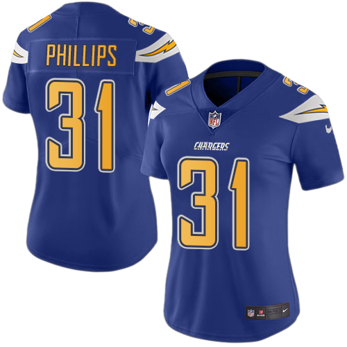 Nike Chargers #31 Adrian Phillips Electric Blue Women's Stitched NFL Limited Rush Jersey