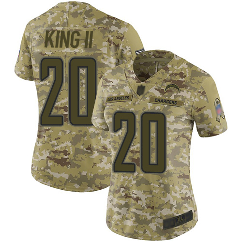 Nike Chargers #20 Desmond King II Camo Women's Stitched NFL Limited 2018 Salute to Service Jersey
