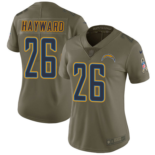 Nike Chargers #26 Casey Hayward Olive Women's Stitched NFL Limited 2017 Salute to Service Jersey