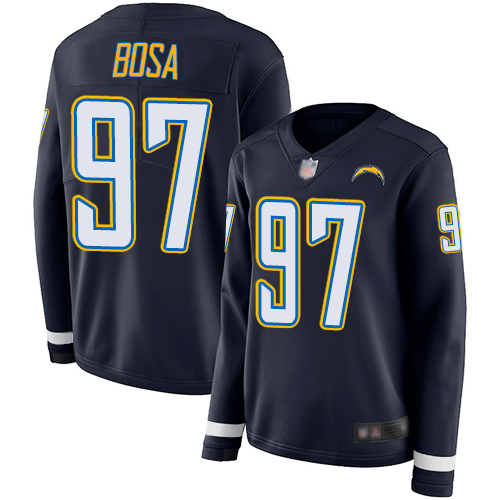 Nike Chargers #97 Joey Bosa Navy Blue Team Color Women's Stitched NFL Limited Therma Long Sleeve Jersey