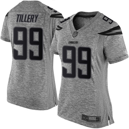 Nike Chargers #99 Jerry Tillery Gray Women's Stitched NFL Limited Gridiron Gray Jersey