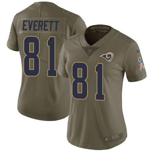 Nike Rams #81 Gerald Everett Olive Women's Stitched NFL Limited 2017 Salute to Service Jersey
