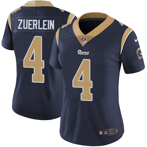 Nike Rams #4 Greg Zuerlein Navy Blue Team Color Women's Stitched NFL Vapor Untouchable Limited Jersey