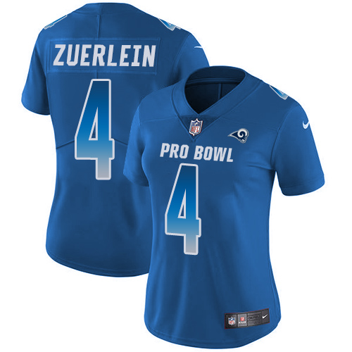 Nike Rams #4 Greg Zuerlein Royal Women's Stitched NFL Limited NFC 2018 Pro Bowl Jersey
