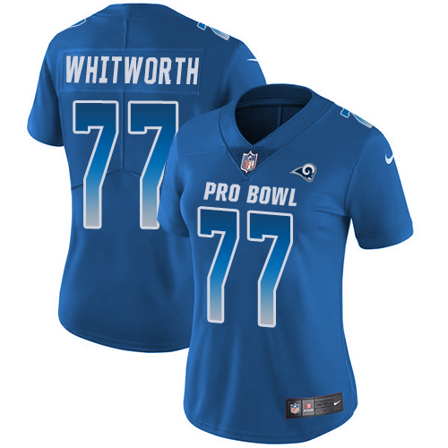 Nike Rams #77 Andrew Whitworth Royal Women's Stitched NFL Limited NFC 2018 Pro Bowl Jersey
