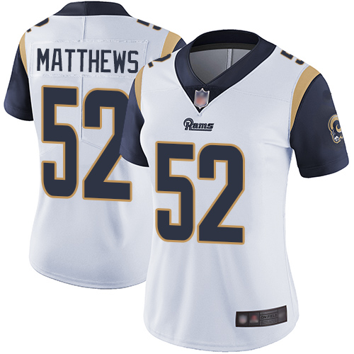 Nike Rams #52 Clay Matthews White Women's Stitched NFL Vapor Untouchable Limited Jersey