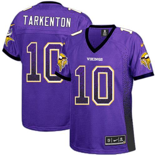Nike Vikings #10 Fran Tarkenton Purple Team Color Women's Stitched NFL Elite Drift Fashion Jersey
