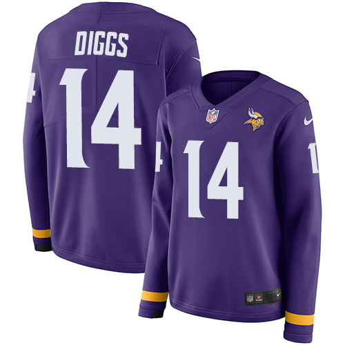 Nike Vikings #14 Stefon Diggs Purple Team Color Women's Stitched NFL Limited Therma Long Sleeve Jersey