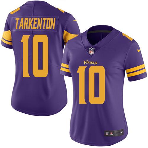 Nike Vikings #10 Fran Tarkenton Purple Women's Stitched NFL Limited Rush Jersey