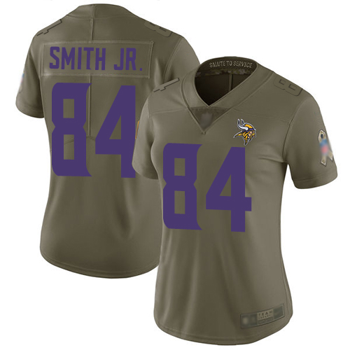 Nike Vikings #84 Irv Smith Jr. Olive Women's Stitched NFL Limited 2017 Salute to Service Jersey