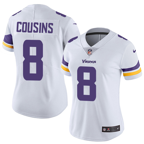 Nike Vikings #8 Kirk Cousins White Women's Stitched NFL Vapor Untouchable Limited Jersey