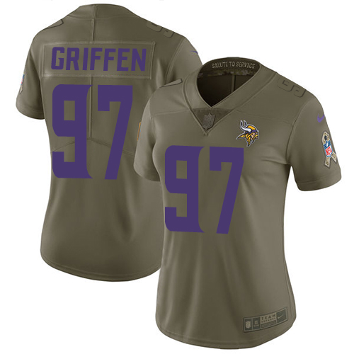 Nike Vikings #97 Everson Griffen Olive Women's Stitched NFL Limited 2017 Salute to Service Jersey