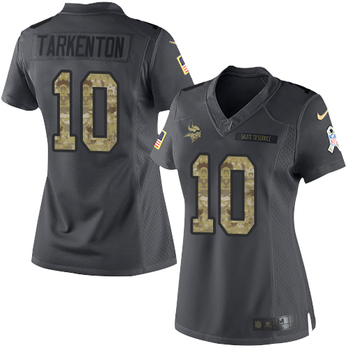 Nike Vikings #10 Fran Tarkenton Black Women's Stitched NFL Limited 2016 Salute To Service Jersey