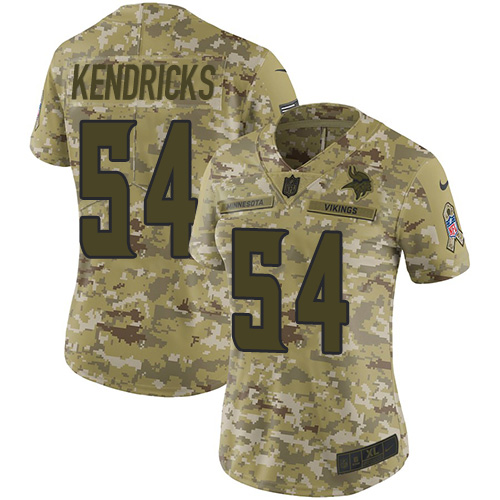 Nike Vikings #54 Eric Kendricks Camo Women's Stitched NFL Limited 2018 Salute to Service Jersey