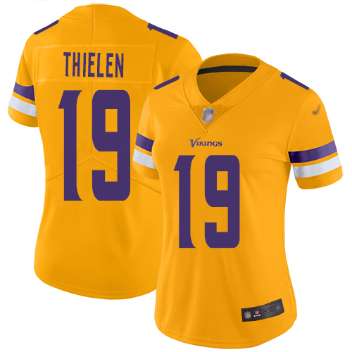 Nike Vikings #19 Adam Thielen Gold Women's Stitched NFL Limited Inverted Legend Jersey