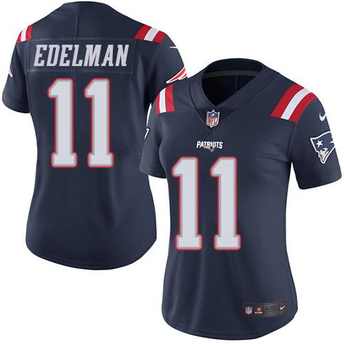 Nike Patriots #11 Julian Edelman Navy Blue Women's Stitched NFL Limited Rush Jersey