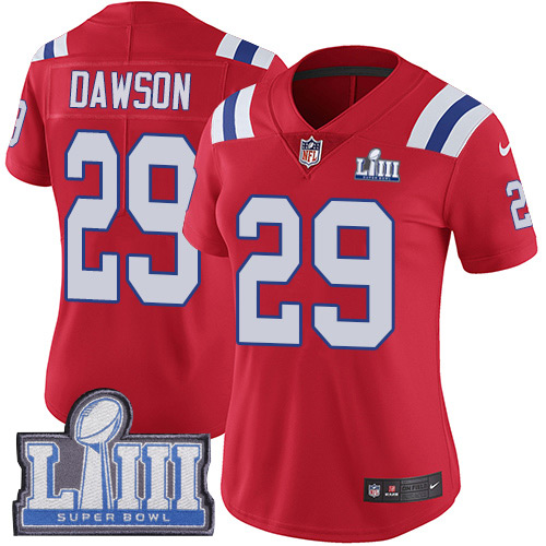 Nike Patriots #29 Duke Dawson Red Alternate Super Bowl LIII Bound Women's Stitched NFL Vapor Untouchable Limited Jersey