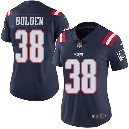 Nike Patriots #38 Brandon Bolden Navy Blue Women's Stitched NFL Limited Rush Jersey