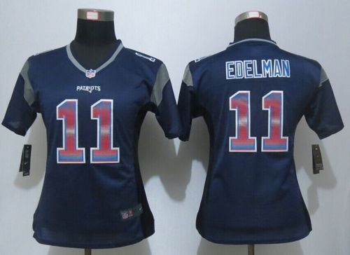 Nike Patriots #11 Julian Edelman Navy Blue Team Color Women's Stitched NFL Elite Strobe Jersey