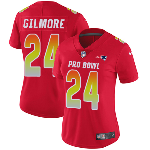 Nike Patriots #24 Stephon Gilmore Red Women's Stitched NFL Limited AFC 2019 Pro Bowl Jersey