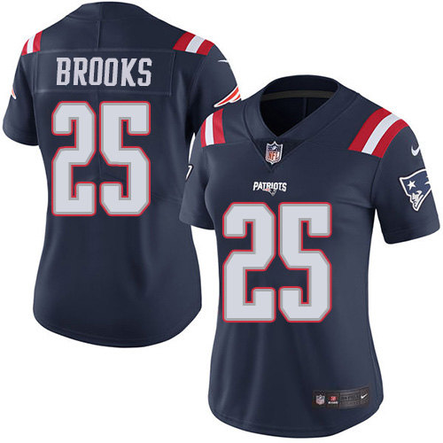 Nike Patriots #25 Terrence Brooks Navy Blue Women's Stitched NFL Limited Rush Jersey