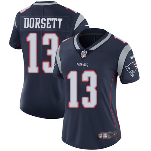 Nike Patriots #13 Phillip Dorsett Navy Blue Team Color Women's Stitched NFL Vapor Untouchable Limited Jersey