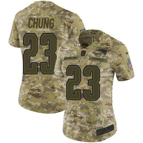 Nike Patriots #23 Patrick Chung Camo Women's Stitched NFL Limited 2018 Salute to Service Jersey