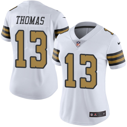 Nike Saints #13 Michael Thomas White Women's Stitched NFL Limited Rush Jersey