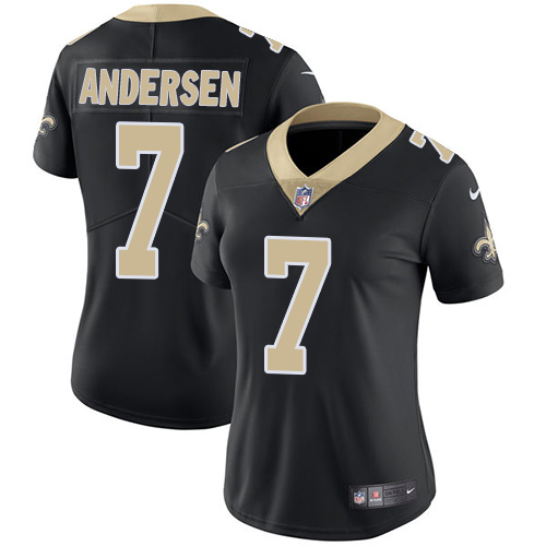 Nike Saints #7 Morten Andersen Black Team Color Women's Stitched NFL Vapor Untouchable Limited Jersey