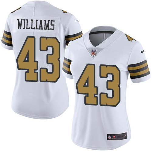 Nike Saints #43 Marcus Williams White Women's Stitched NFL Limited Rush Jersey
