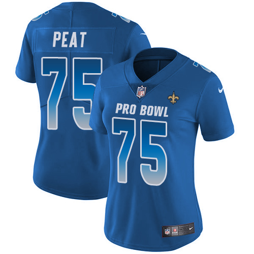 Nike Saints #75 Andrus Peat Royal Women's Stitched NFL Limited NFC 2019 Pro Bowl Jersey