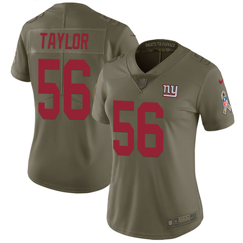 Nike Giants #56 Lawrence Taylor Olive Women's Stitched NFL Limited 2017 Salute to Service Jersey