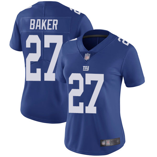 Nike Giants #27 Deandre Baker Royal Blue Team Color Women's Stitched NFL Vapor Untouchable Limited Jersey