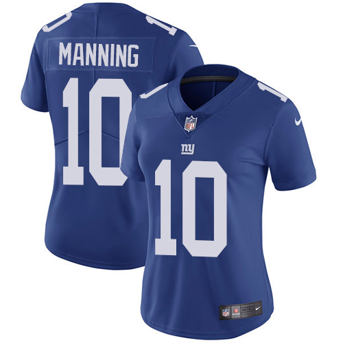 Nike Giants #10 Eli Manning Royal Blue Team Color Women's Stitched NFL Vapor Untouchable Limited Jersey