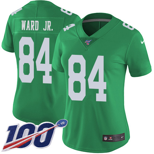 Nike Eagles #84 Greg Ward Jr. Green Women's Stitched NFL Limited Rush 100th Season Jersey