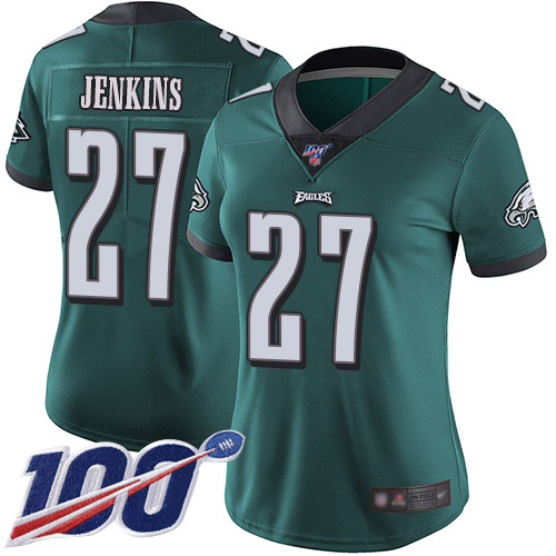 Nike Eagles #27 Malcolm Jenkins Midnight Green Team Color Women's Stitched NFL 100th Season Vapor Limited Jersey