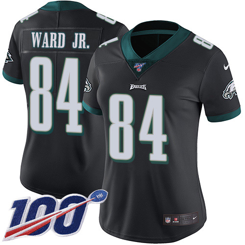 Nike Eagles #84 Greg Ward Jr. Black Alternate Women's Stitched NFL 100th Season Vapor Untouchable Limited Jersey