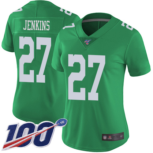 Nike Eagles #27 Malcolm Jenkins Green Women's Stitched NFL Limited Rush 100th Season Jersey
