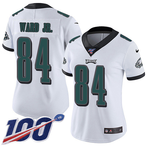 Nike Eagles #84 Greg Ward Jr. White Women's Stitched NFL 100th Season Vapor Untouchable Limited Jersey