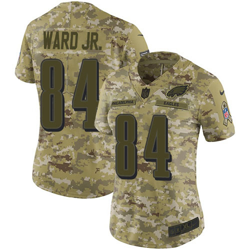 Nike Eagles #84 Greg Ward Jr. Camo Women's Stitched NFL Limited 2018 Salute To Service Jersey