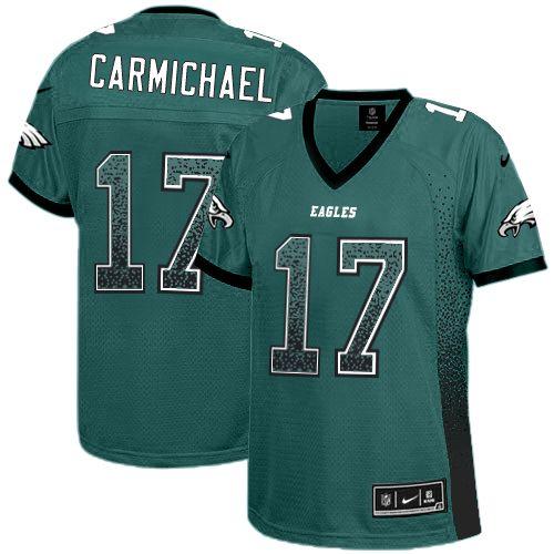 Nike Eagles #17 Harold Carmichael Midnight Green Team Color Women's Stitched NFL Elite Drift Fashion Jersey