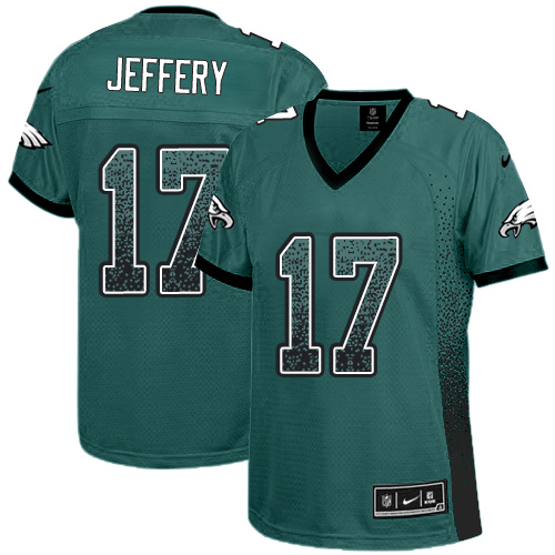 Nike Eagles #17 Alshon Jeffery Midnight Green Team Color Women's Stitched NFL Elite Drift Fashion Jersey