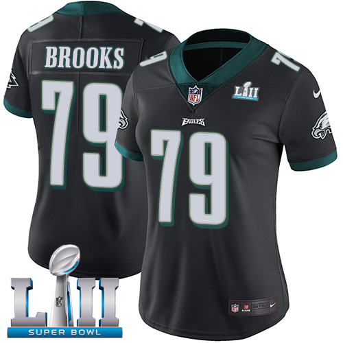 Nike Eagles #79 Brandon Brooks Black Alternate Super Bowl LII Women's Stitched NFL Vapor Untouchable Limited Jersey