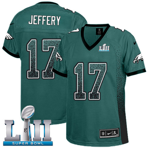 Nike Eagles #17 Alshon Jeffery Midnight Green Team Color Super Bowl LII Women's Stitched NFL Elite Drift Fashion Jersey