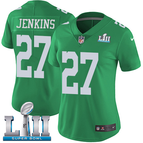Nike Eagles #27 Malcolm Jenkins Green Super Bowl LII Women's Stitched NFL Limited Rush Jersey
