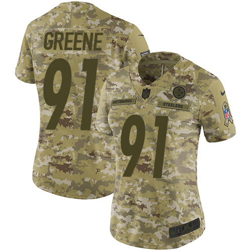 Nike Steelers #91 Kevin Greene Camo Women's Stitched NFL Limited 2018 Salute to Service Jersey