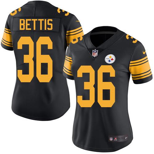 Nike Steelers #36 Jerome Bettis Black Women's Stitched NFL Limited Rush Jersey
