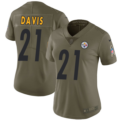 Nike Steelers #21 Sean Davis Olive Women's Stitched NFL Limited 2017 Salute to Service Jersey